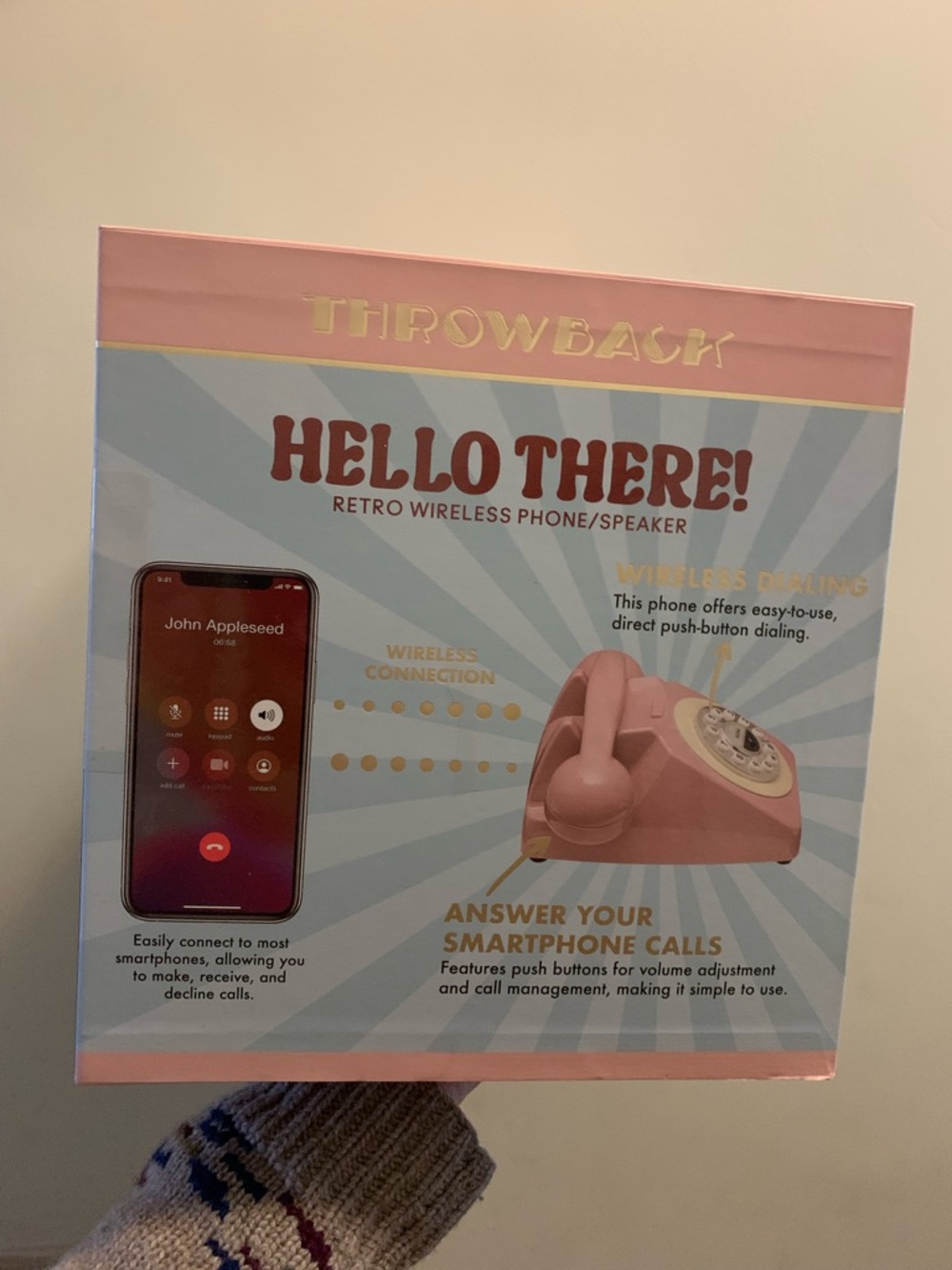 Hello There! Retro Wireless Phone and Bluetooth Speaker Throwback Pink NIB - Picture 3 of 5